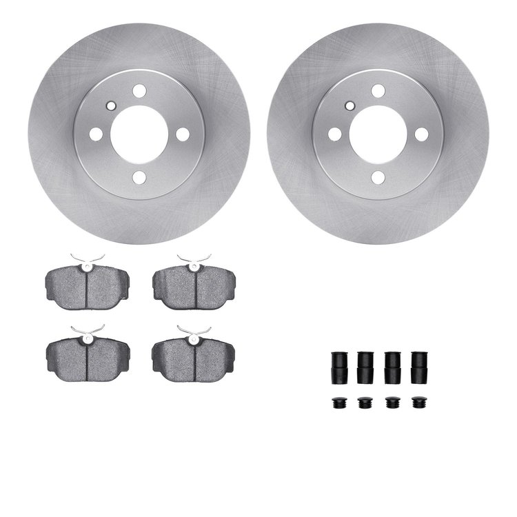 6612-31062 Brake Rotors w/5000 Euro Ceramic Brake Pads Kit with Hardware, 1984-1991 BMW, Position: Front