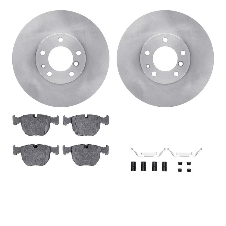 6612-31118 Brake Rotors w/5000 Euro Ceramic Brake Pads Kit with Hardware, 1995-2001 BMW, Position: Front