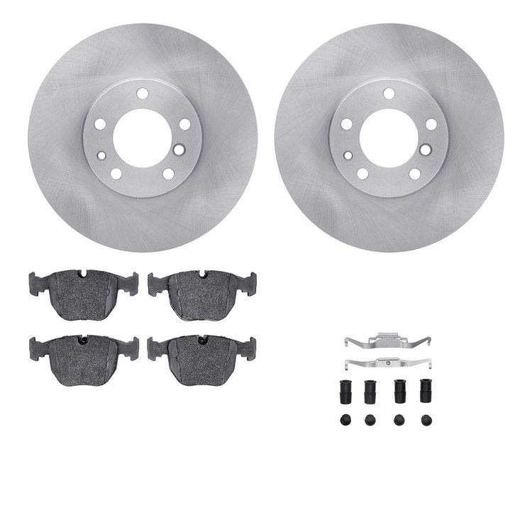 6612-31119 Brake Rotors w/5000 Euro Ceramic Brake Pads Kit with Hardware, 2000-2000 BMW, Position: Front