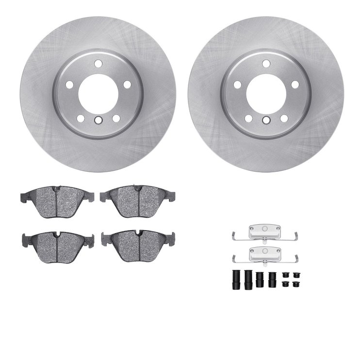 6612-31235 Brake Rotors w/5000 Euro Ceramic Brake Pads Kit with Hardware, 2008-2010 BMW, Position: Front