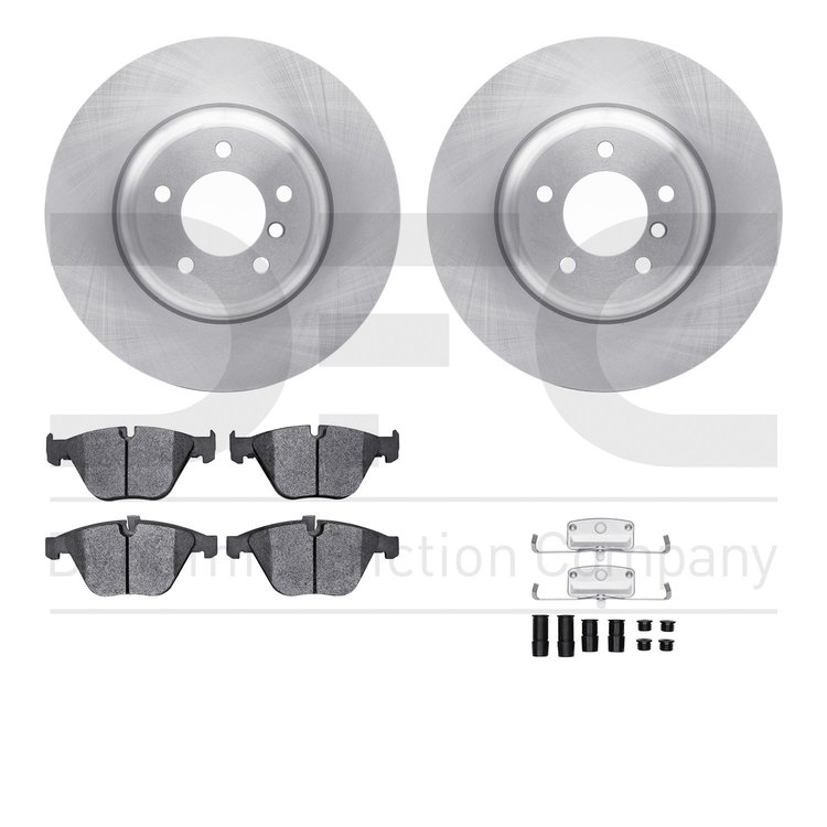 6612-31239 Brake Rotors w/5000 Euro Ceramic Brake Pads Kit with Hardware, 2004-2010 BMW, Position: Front