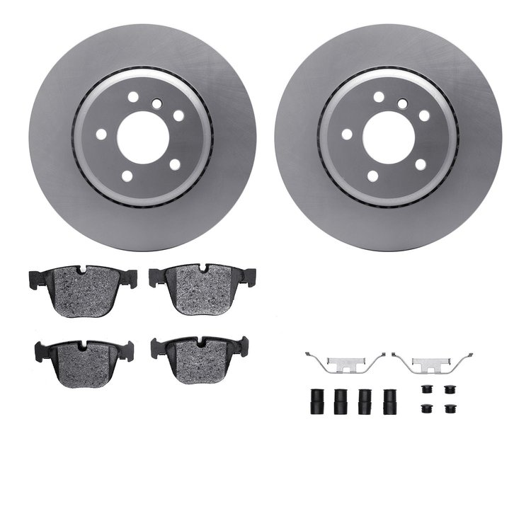 6612-31243 Brake Rotors w/5000 Euro Ceramic Brake Pads Kit with Hardware, 2004-2010 BMW, Position: Rear
