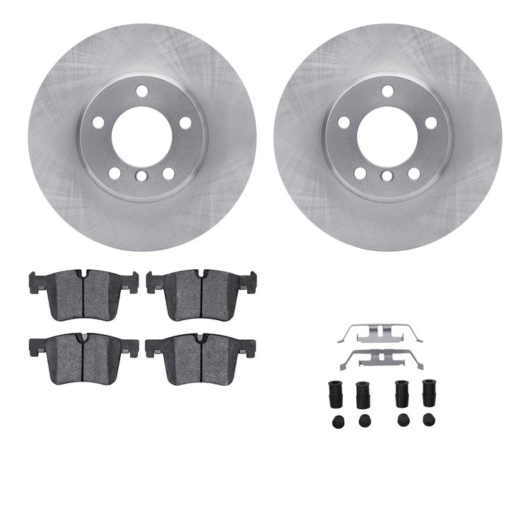 6612-31314 Brake Rotors w/5000 Euro Ceramic Brake Pads Kit with Hardware, 2012-2021 BMW, Position: Front
