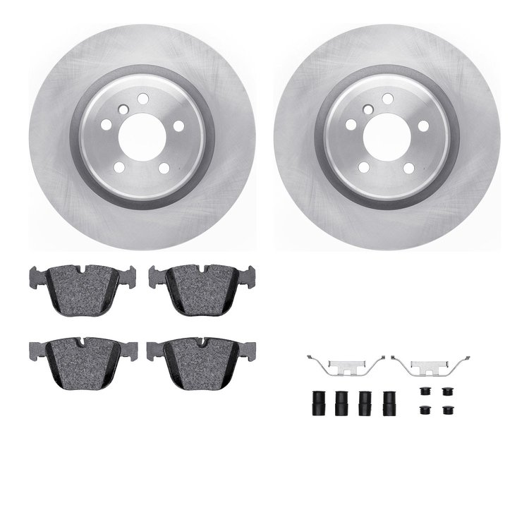 6612-31329 Brake Rotors w/5000 Euro Ceramic Brake Pads Kit with Hardware, 2009-2017 BMW, Position: Rear