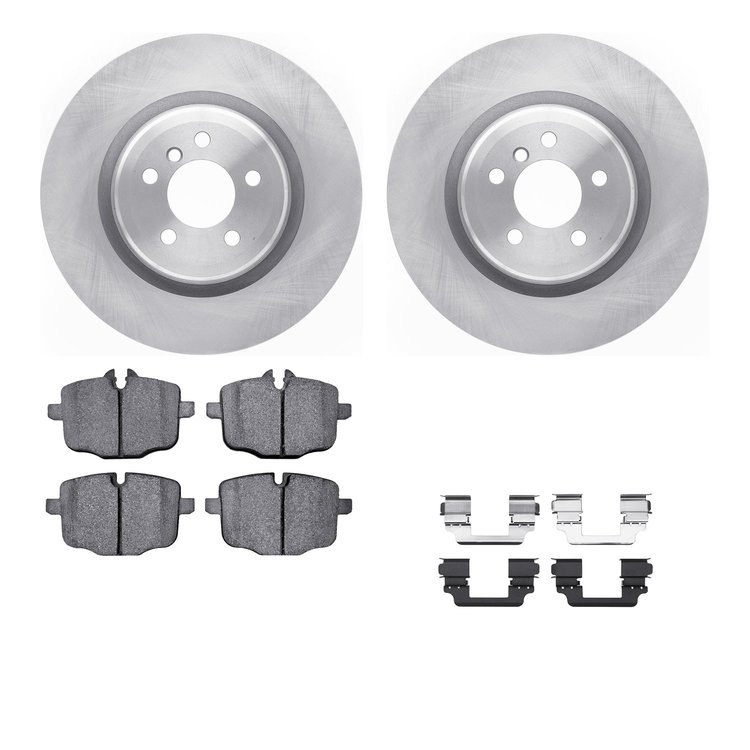 6612-31330 Brake Rotors w/5000 Euro Ceramic Brake Pads Kit with Hardware, 2016-2019 BMW, Position: Rear