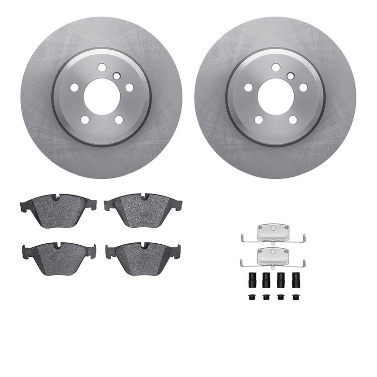 6612-31342 Brake Rotors w/5000 Euro Ceramic Brake Pads Kit with Hardware, 2011-2019 BMW, Position: Front