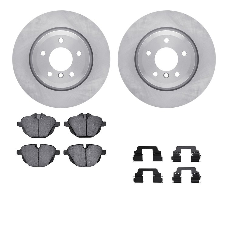 6612-31376 Brake Rotors w/5000 Euro Ceramic Brake Pads Kit with Hardware, 2011-2016 BMW, Position: Rear