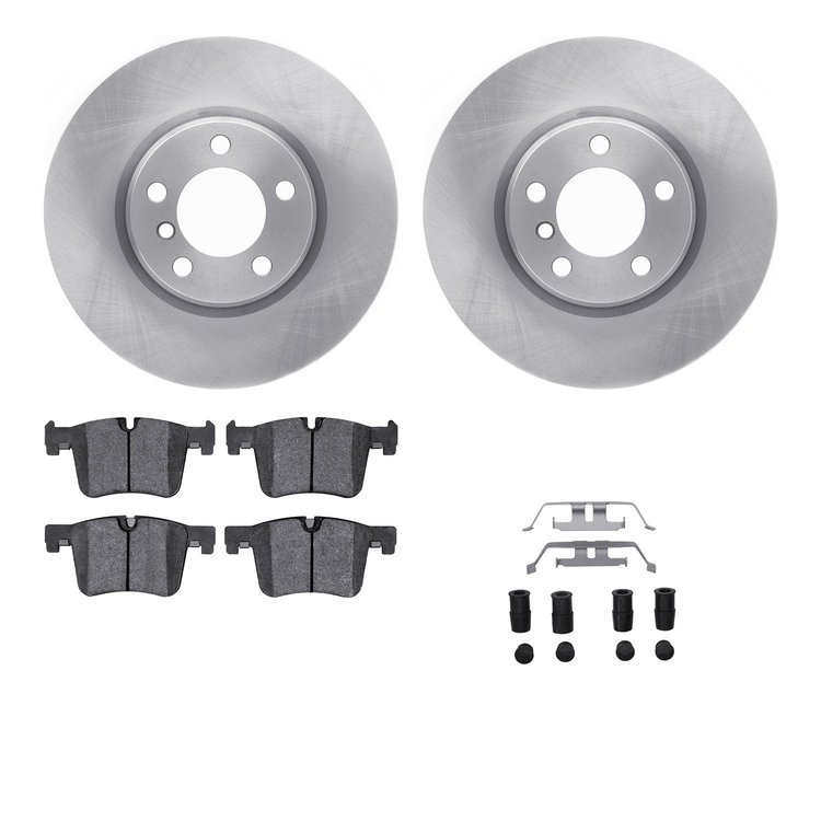 6612-31413 Brake Rotors w/5000 Euro Ceramic Brake Pads Kit with Hardware, 2012-2018 BMW, Position: Front