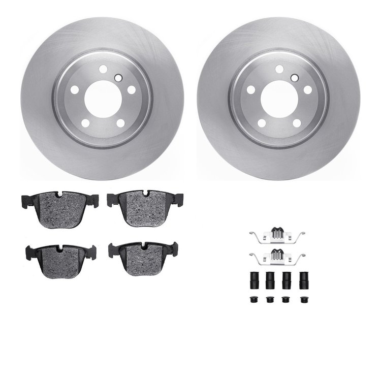 6612-31453 Brake Rotors w/5000 Euro Ceramic Brake Pads Kit with Hardware, 2007-2019 BMW, Position: Rear