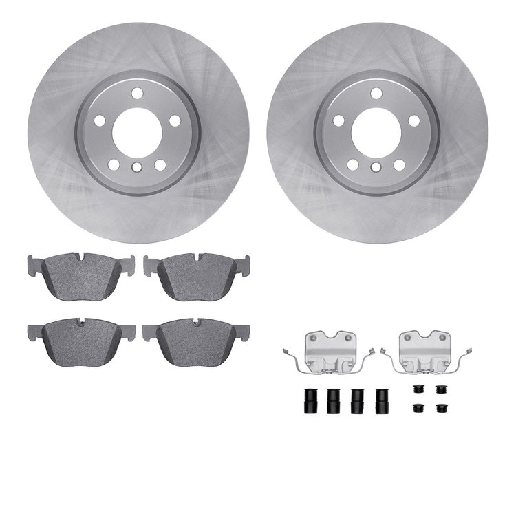 6612-31457 Brake Rotors w/5000 Euro Ceramic Brake Pads Kit with Hardware, 2007-2018 BMW, Position: Front