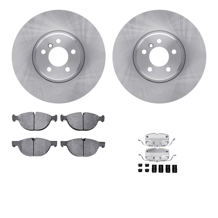 6612-31469 Brake Rotors w/5000 Euro Ceramic Brake Pads Kit with Hardware, 2008-2019 BMW, Position: Front