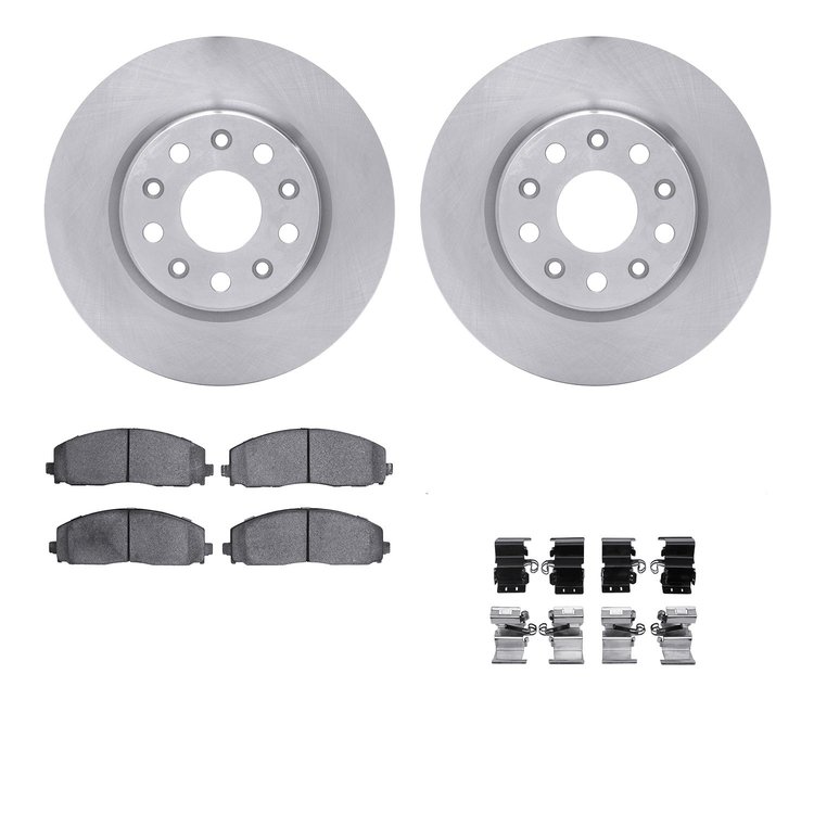 6612-42061 Brake Rotors w/5000 Euro Ceramic Brake Pads Kit with Hardware, Fits Select Mopar, Position: Front