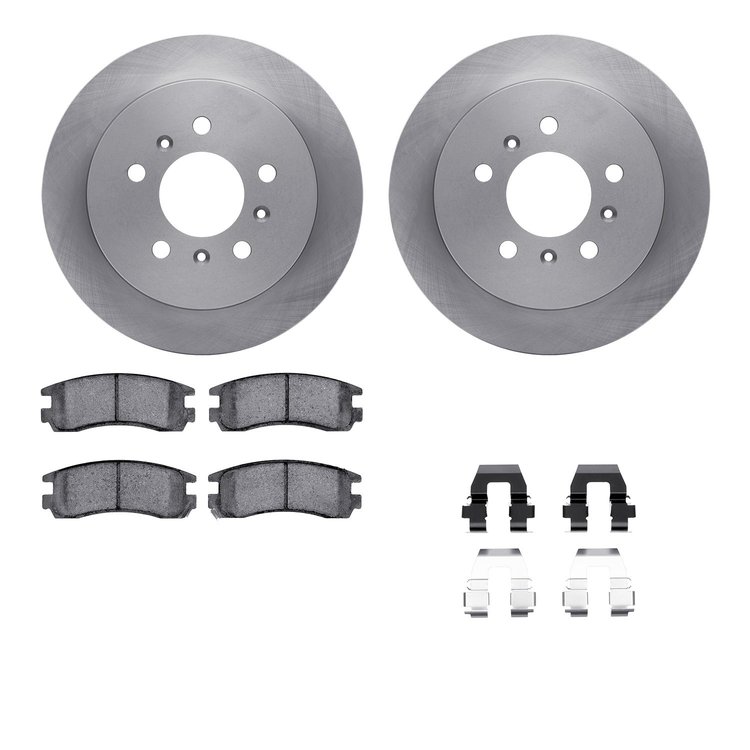 6612-45003 Brake Rotors w/5000 Euro Ceramic Brake Pads Kit with Hardware, 2006-2010 GM, Position: Rear