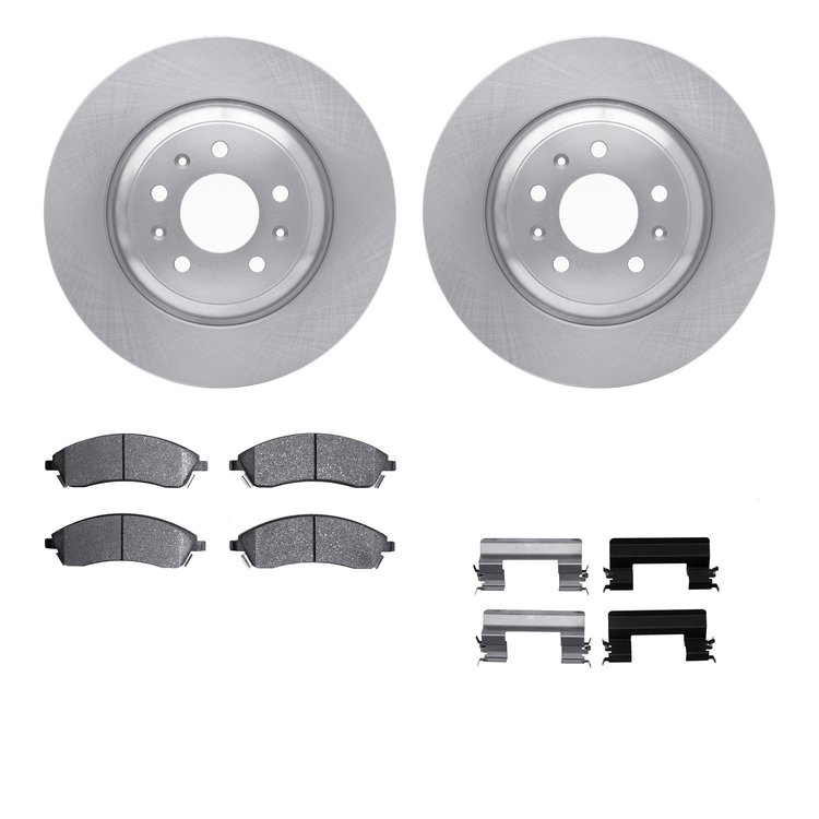 6612-46025 Brake Rotors w/5000 Euro Ceramic Brake Pads Kit with Hardware, 2004-2008 GM, Position: Front