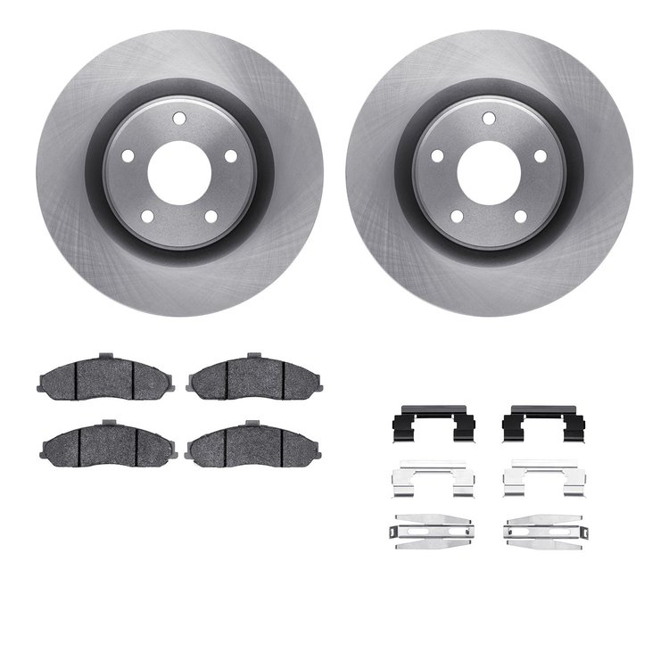 6612-46032 Brake Rotors w/5000 Euro Ceramic Brake Pads Kit with Hardware, 2010-2013 GM, Position: Front