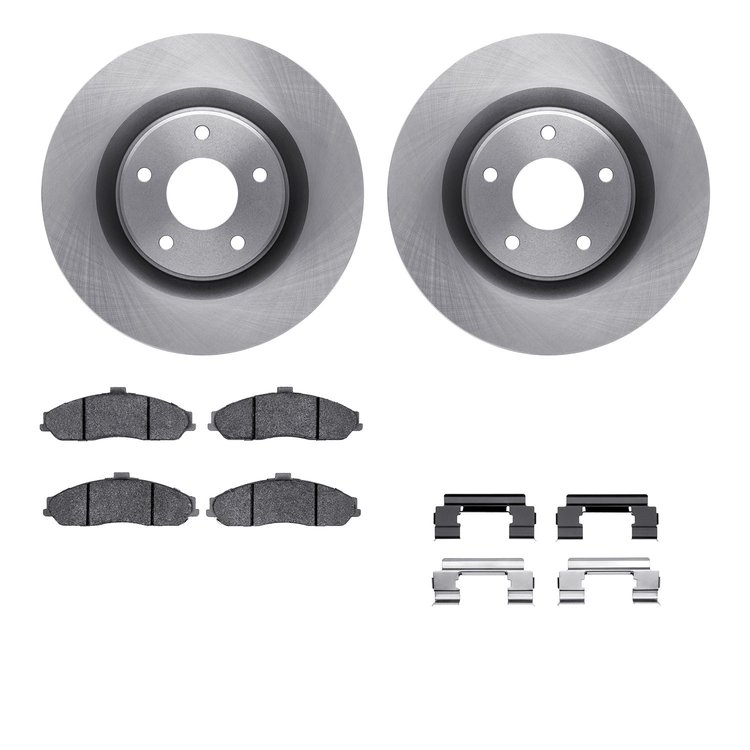 6612-46033 Brake Rotors w/5000 Euro Ceramic Brake Pads Kit with Hardware, 2005-2009 GM, Position: Front
