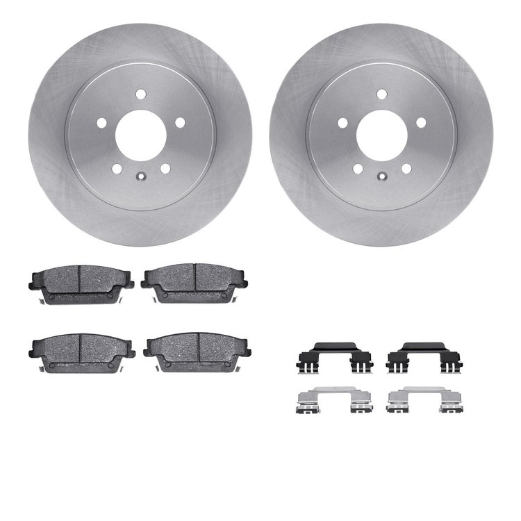 6612-46043 Brake Rotors w/5000 Euro Ceramic Brake Pads Kit with Hardware, 2005-2011 GM, Position: Rear