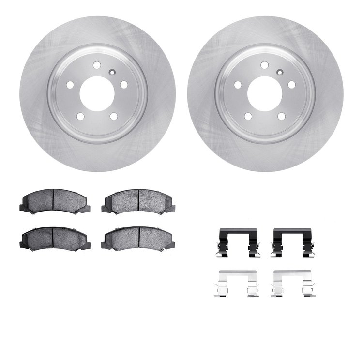 6612-46047 Brake Rotors w/5000 Euro Ceramic Brake Pads Kit with Hardware, 2006-2016 GM, Position: Front
