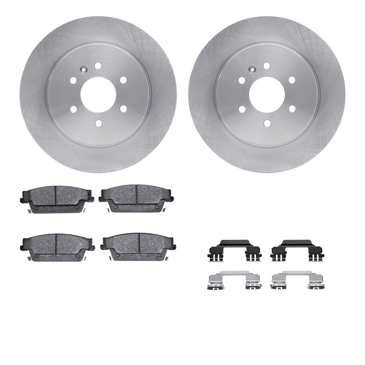 6612-46117 Brake Rotors w/5000 Euro Ceramic Brake Pads Kit with Hardware, 2004-2009 GM, Position: Rear