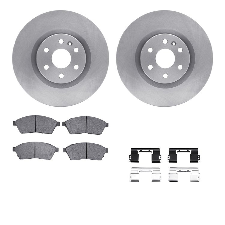 6612-46121 Brake Rotors w/5000 Euro Ceramic Brake Pads Kit with Hardware, 2010-2016 GM, Position: Front