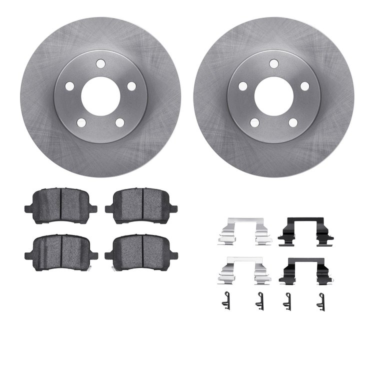 6612-47015 Brake Rotors w/5000 Euro Ceramic Brake Pads Kit with Hardware, 2006-2011 GM, Position: Front