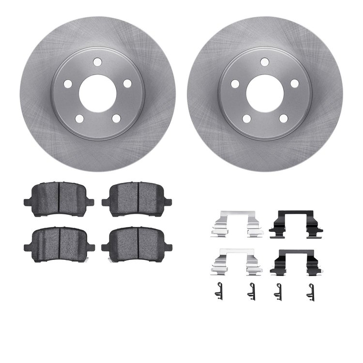 6612-47019 Brake Rotors w/5000 Euro Ceramic Brake Pads Kit with Hardware, 2008-2008 GM, Position: Front