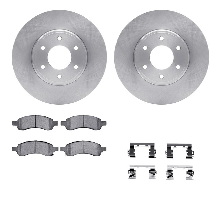 6612-47050 Brake Rotors w/5000 Euro Ceramic Brake Pads Kit with Hardware, 2006-2009 GM, Position: Front