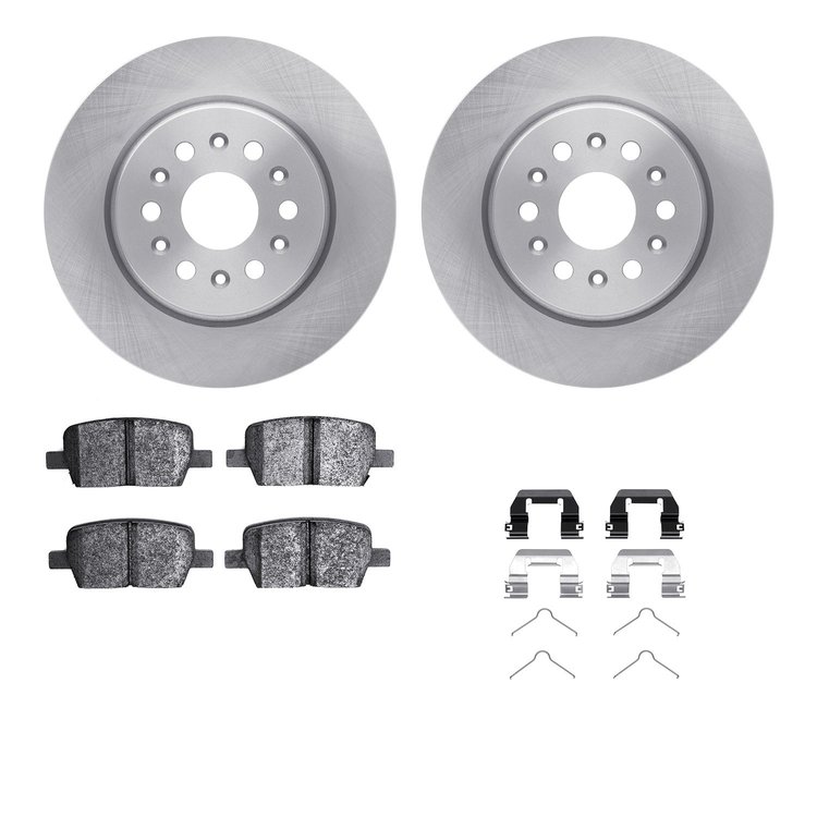 6612-48003 Brake Rotors w/5000 Euro Ceramic Brake Pads Kit with Hardware, 2017-2020 GM, Position: Rear