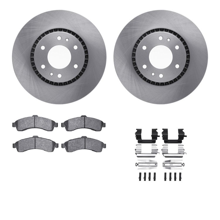 6612-48018 Brake Rotors w/5000 Euro Ceramic Brake Pads Kit with Hardware, 2002-2005 GM, Position: Front
