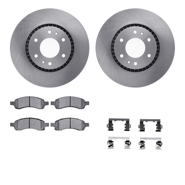 6612-48019 Brake Rotors w/5000 Euro Ceramic Brake Pads Kit with Hardware, 2006-2009 GM, Position: Front