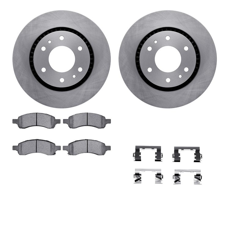 6612-48023 Brake Rotors w/5000 Euro Ceramic Brake Pads Kit with Hardware, 2006-2009 GM, Position: Front