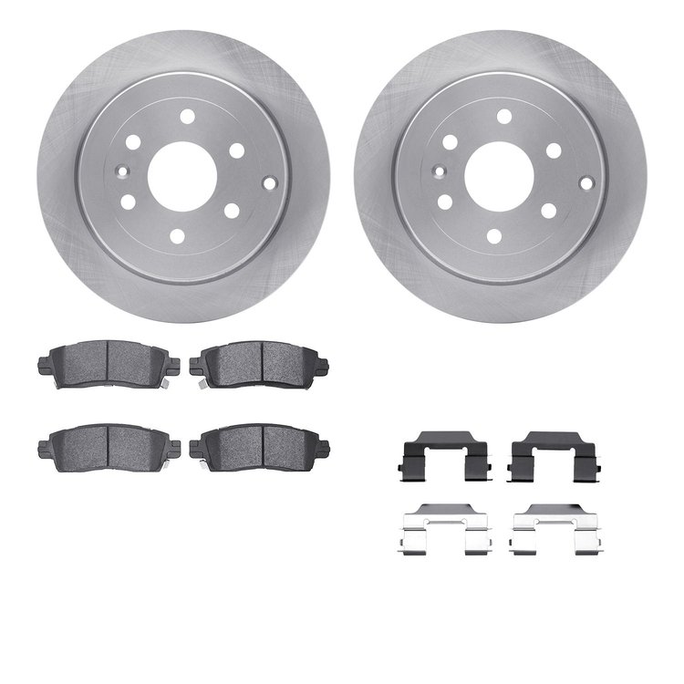 6612-48027 Brake Rotors w/5000 Euro Ceramic Brake Pads Kit with Hardware, 2007-2017 GM, Position: Rear