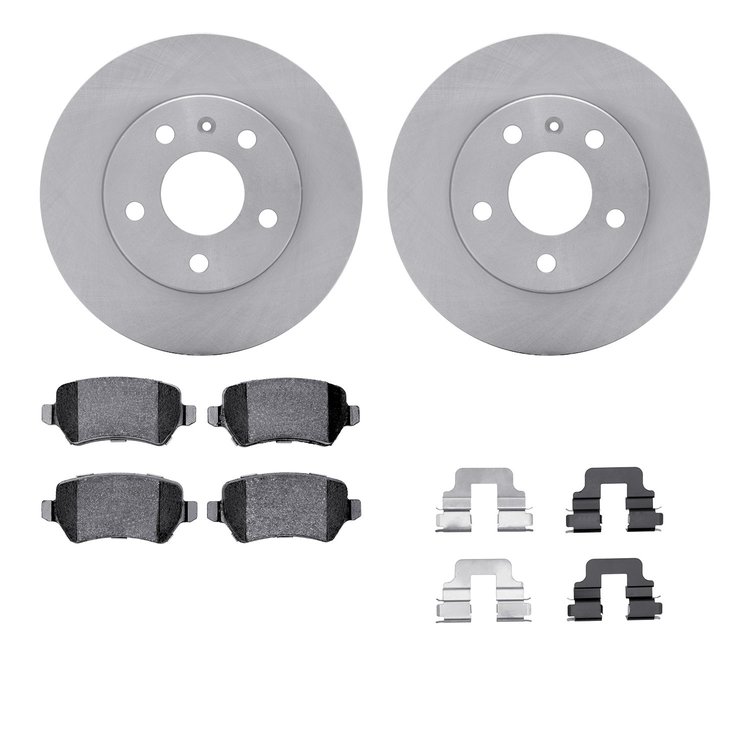 6612-53015 Brake Rotors w/5000 Euro Ceramic Brake Pads Kit with Hardware, 2002-2008 GM, Position: Rear