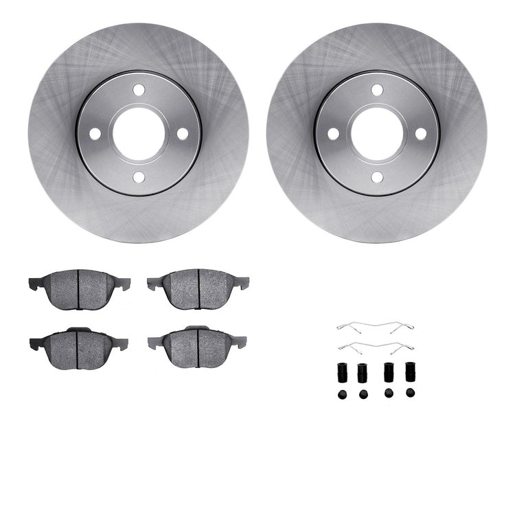 6612-54031 Brake Rotors w/5000 Euro Ceramic Brake Pads Kit with Hardware, 2005-2012 Ford/Lincoln/Mercury/Mazda, Position: Front