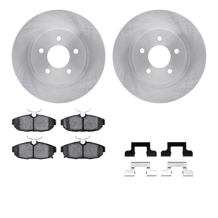 6612-54047 Brake Rotors w/5000 Euro Ceramic Brake Pads Kit with Hardware, 2012-2014 Ford/Lincoln/Mercury/Mazda, Position: Rear