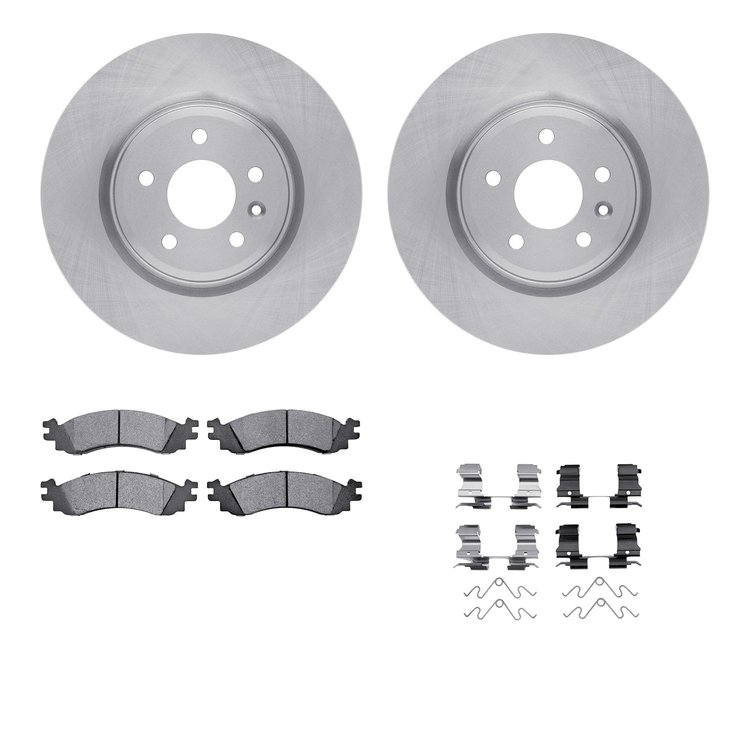 6612-54095 Brake Rotors w/5000 Euro Ceramic Brake Pads Kit with Hardware, 2011-2012 Ford/Lincoln/Mercury/Mazda, Position: Front