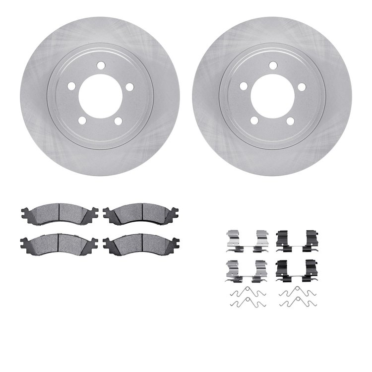6612-54099 Brake Rotors w/5000 Euro Ceramic Brake Pads Kit with Hardware, 2006-2010 Ford/Lincoln/Mercury/Mazda, Position: Front