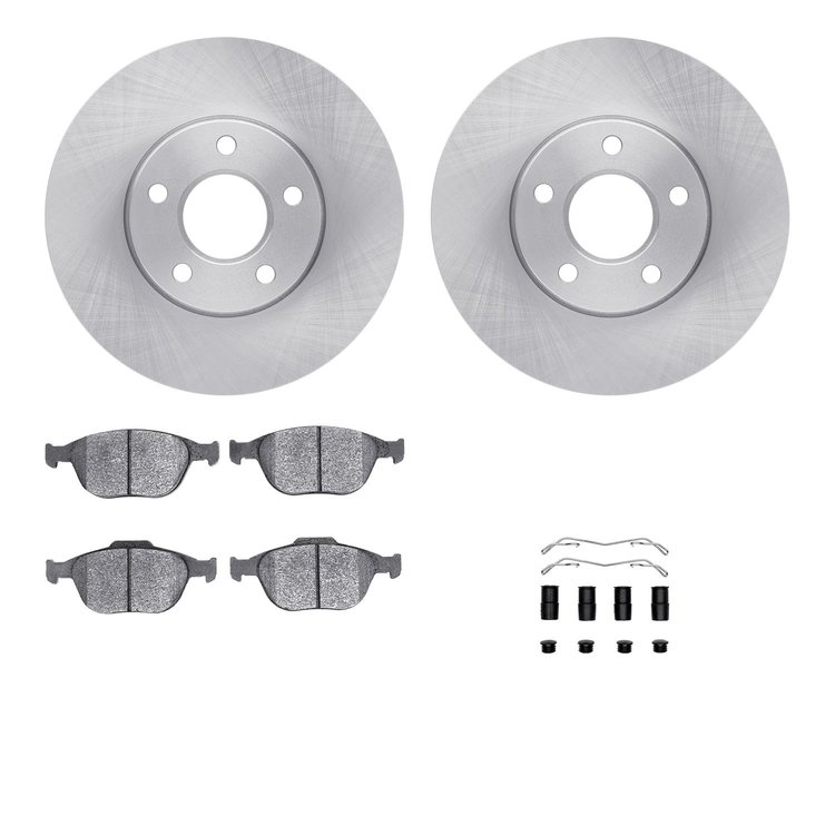 6612-54103 Brake Rotors w/5000 Euro Ceramic Brake Pads Kit with Hardware, 2010-2013 Ford/Lincoln/Mercury/Mazda, Position: Front