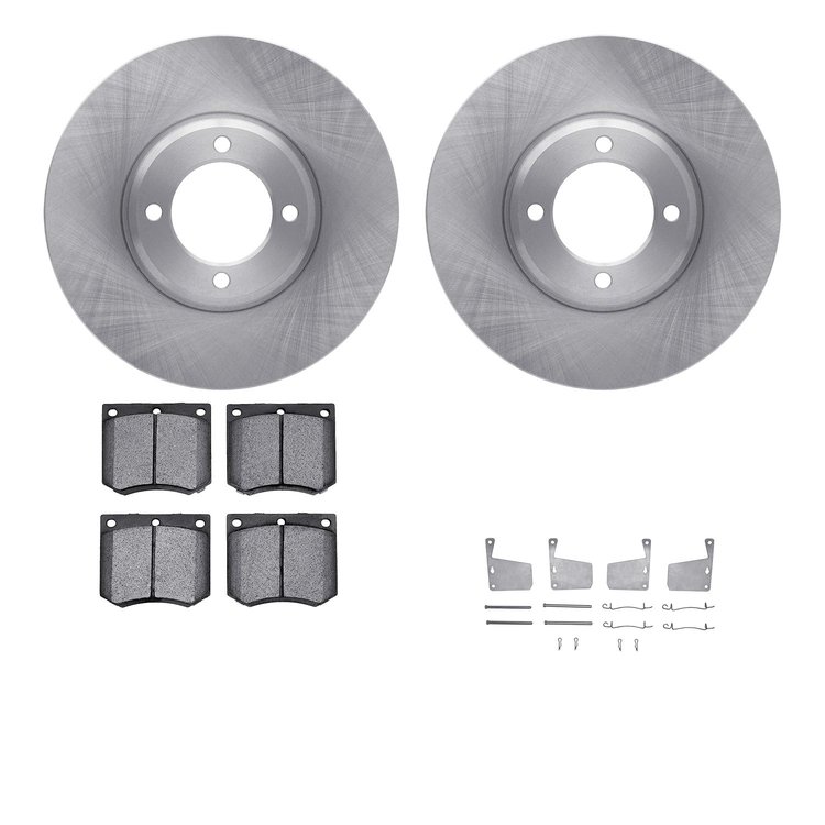 6612-56019 Brake Rotors w/5000 Euro Ceramic Brake Pads Kit with Hardware, 1970-1977 Ford/Lincoln/Mercury/Mazda, Position: Front