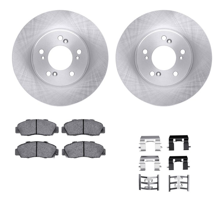 6612-58003 Brake Rotors w/5000 Euro Ceramic Brake Pads Kit with Hardware, 1991-1996 Acura/Honda, Position: Front
