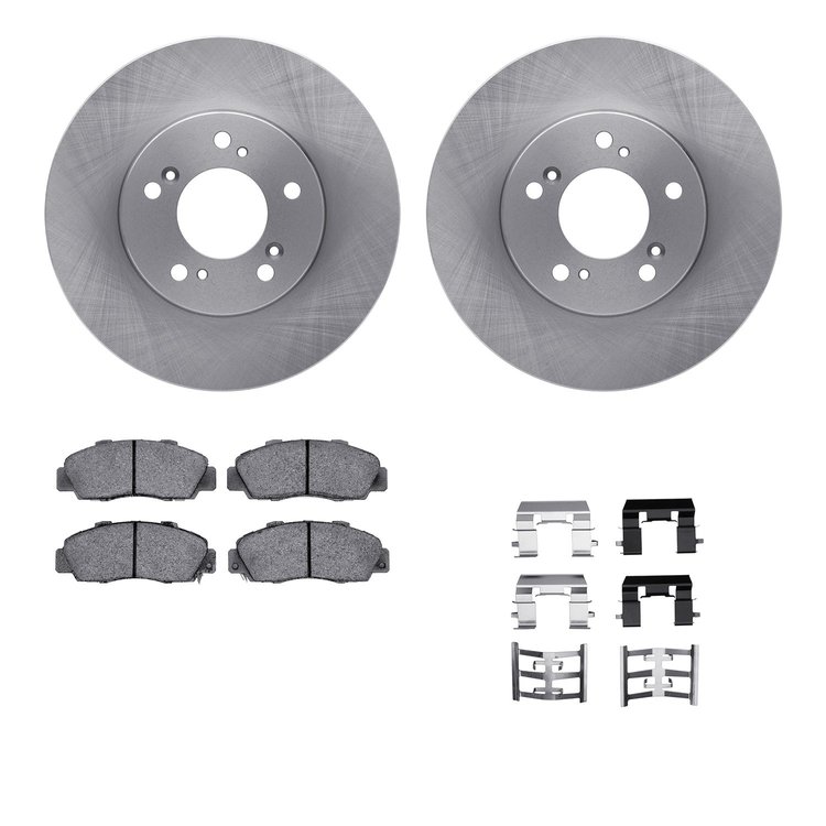 6612-58011 Brake Rotors w/5000 Euro Ceramic Brake Pads Kit with Hardware, 1993-1995 Acura/Honda, Position: Front
