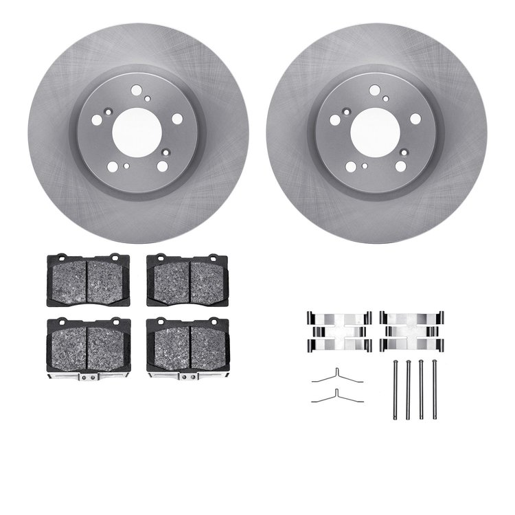 6612-58027 Brake Rotors w/5000 Euro Ceramic Brake Pads Kit with Hardware, 2005-2012 Acura/Honda, Position: Front
