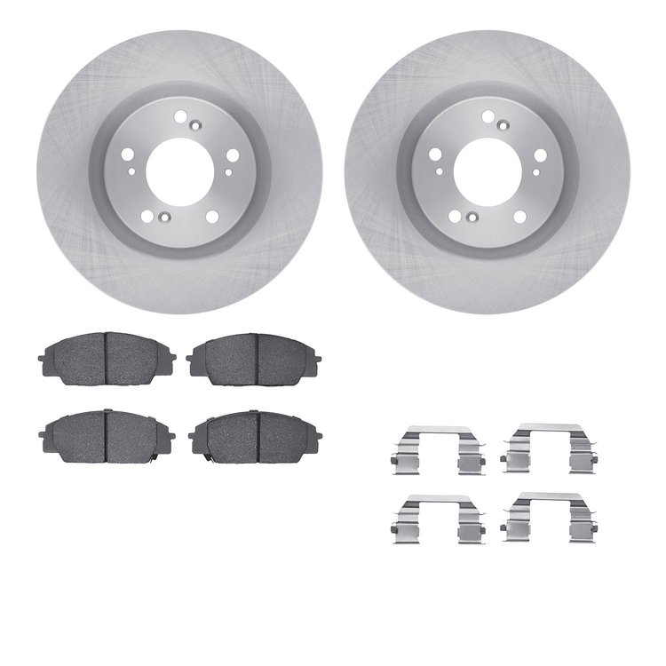 6612-59011 Brake Rotors w/5000 Euro Ceramic Brake Pads Kit with Hardware, 2000-2009 Acura/Honda, Position: Front