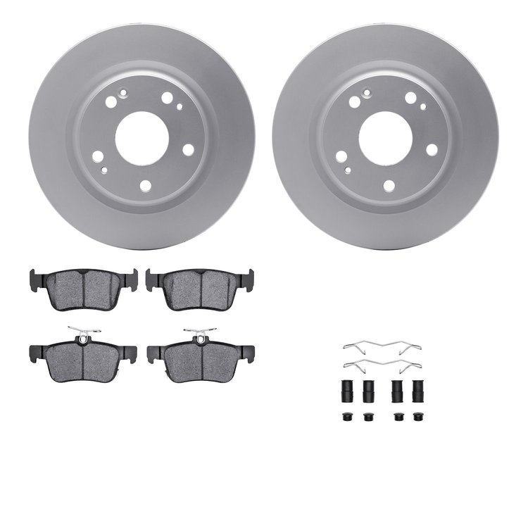 6612-59038 Brake Rotors w/5000 Euro Ceramic Brake Pads Kit with Hardware, 2017-2020 Acura/Honda, Position: Rear