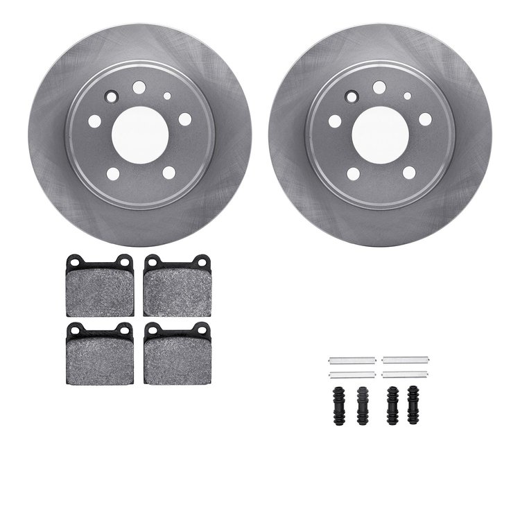 6612-63033 Brake Rotors w/5000 Euro Ceramic Brake Pads Kit with Hardware, 1967-1991 Mercedes-Benz, Position: Rear