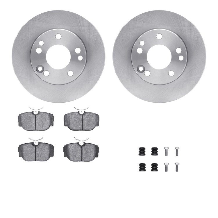 6612-63111 Brake Rotors w/5000 Euro Ceramic Brake Pads Kit with Hardware, 1987-1987 Mercedes-Benz, Position: Front