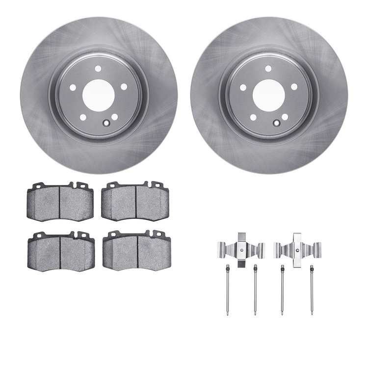 6612-63231 Brake Rotors w/5000 Euro Ceramic Brake Pads Kit with Hardware, 1993-2002 Mercedes-Benz, Position: Front
