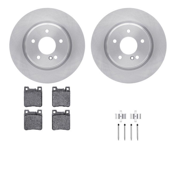 6612-63238 Brake Rotors w/5000 Euro Ceramic Brake Pads Kit with Hardware, 1998-2009 Multiple Makes/Models, Position: Rear
