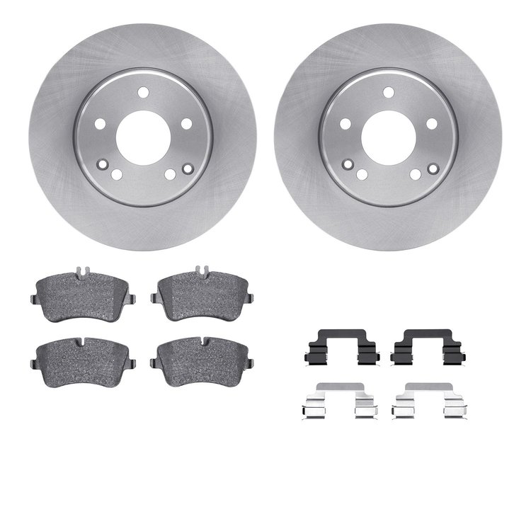 6612-63266 Brake Rotors w/5000 Euro Ceramic Brake Pads Kit with Hardware, 2003-2015 Mercedes-Benz, Position: Front