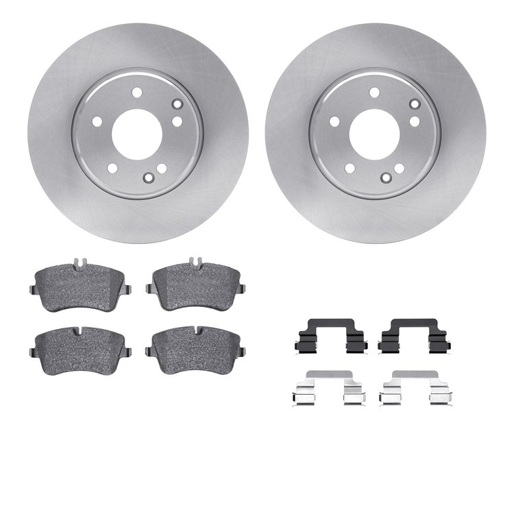 6612-63274 Brake Rotors w/5000 Euro Ceramic Brake Pads Kit with Hardware, 2001-2011 Mercedes-Benz, Position: Front
